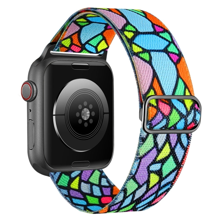 For Apple Watch Ultra 2 49mm Painted Pattern Nylon Replacement Watch Band(Geometric Rainbow) - Watch Bands by buy2fix | Online Shopping UK | buy2fix