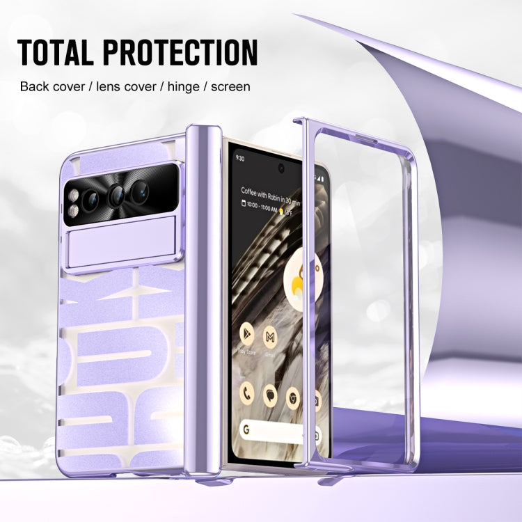 For Google Pixel Fold Integrated Electroplating Folding Phone Case with Hinge(Purple) - Google Cases by buy2fix | Online Shopping UK | buy2fix