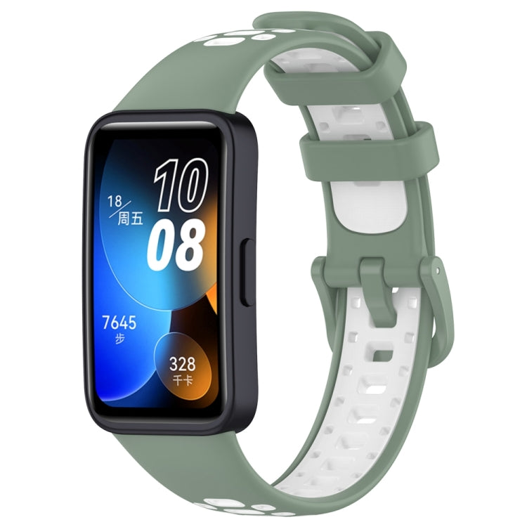 For Huawei Band 8 Two Color Silicone Replacement Watch Band(Light Green White) - Watch Bands by buy2fix | Online Shopping UK | buy2fix