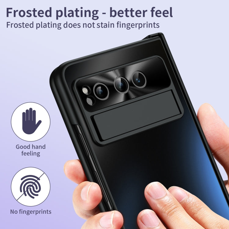 For Google Pixel Fold Integrated Electroplating Folding All-inclusive Phone Case with Hinge(Black) - Google Cases by buy2fix | Online Shopping UK | buy2fix