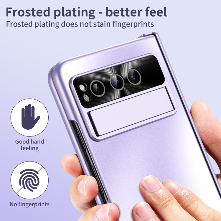 For Google Pixel Fold Integrated Electroplating Folding All-inclusive Phone Case with Hinge(Purple) - Google Cases by buy2fix | Online Shopping UK | buy2fix