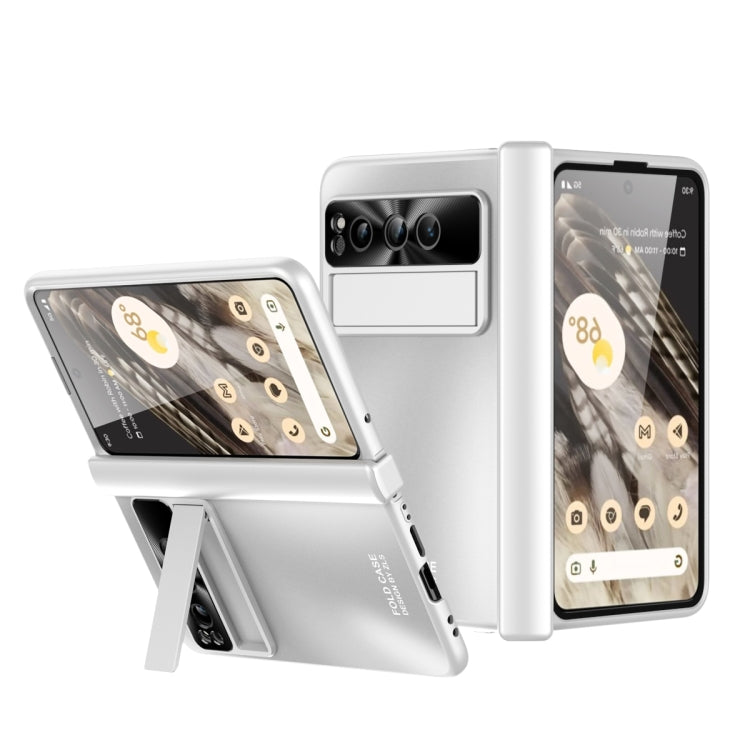 For Google Pixel Fold Integrated Electroplating Folding All-inclusive Phone Case with Pen Slot & Hinge(Silver) - Google Cases by buy2fix | Online Shopping UK | buy2fix