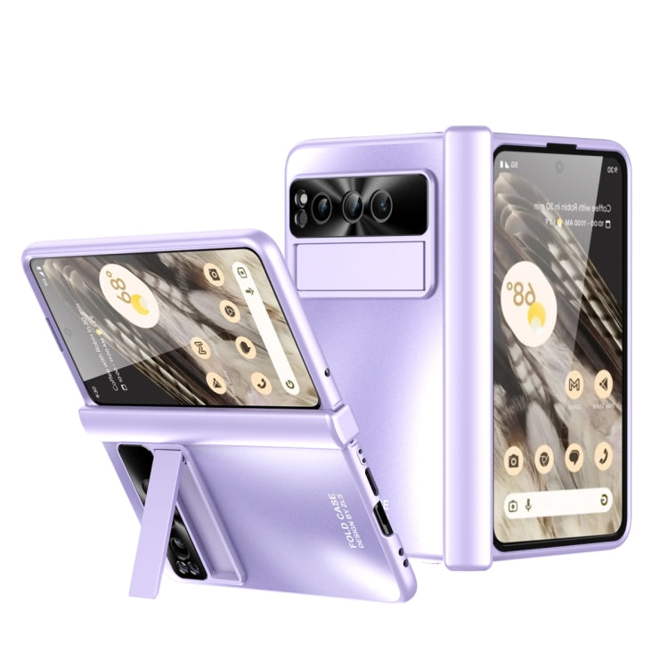 For Google Pixel Fold Integrated Electroplating Folding All-inclusive Phone Case with Pen Slot & Hinge(Purple) - Google Cases by buy2fix | Online Shopping UK | buy2fix