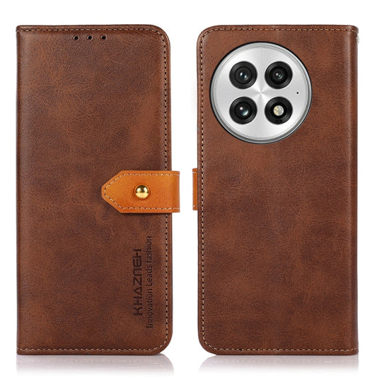 For OnePlus 13 KHAZNEH Dual-color Cowhide Texture Flip Leather Phone Case(Brown) - OnePlus Cases by buy2fix | Online Shopping UK | buy2fix