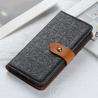 For iPhone SE 2024 European Floral Embossed Leather Phone Case(Black) - More iPhone Cases by buy2fix | Online Shopping UK | buy2fix