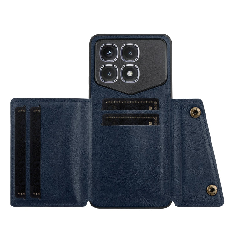 For Xiaomi Redmi K70 Ultra Double Buckle Card Slots Magnetic Phone Case(Blue) - Xiaomi Cases by buy2fix | Online Shopping UK | buy2fix