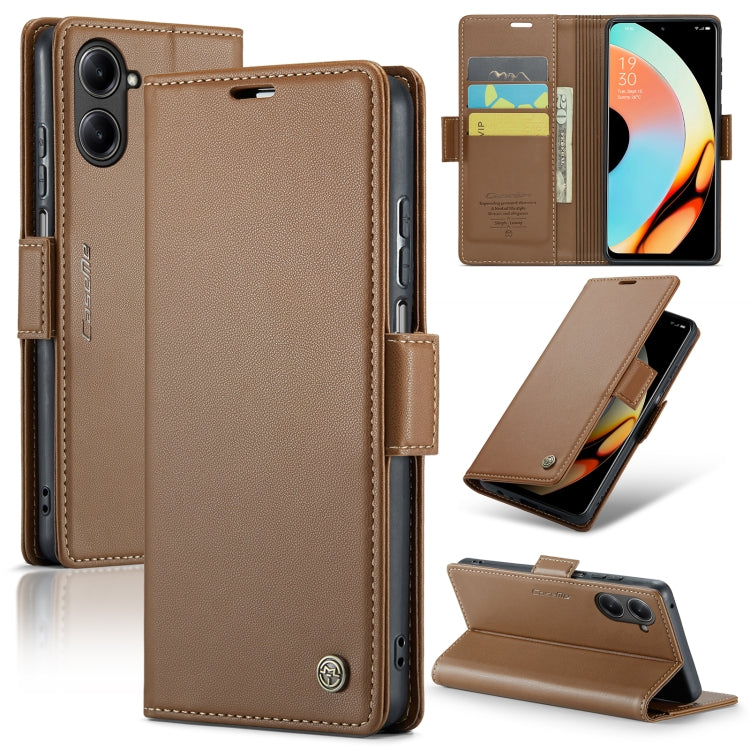 For Realme 10 Pro 5G CaseMe 023 Butterfly Buckle Litchi Texture RFID Anti-theft Leather Phone Case(Brown) - Realme Cases by CaseMe | Online Shopping UK | buy2fix