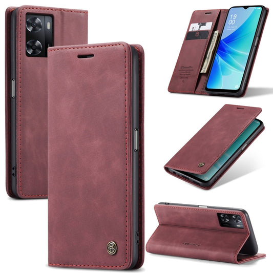 For OPPO A57 4G Global/A57S 4G Global/A77 4G Global CaseMe 013 Multifunctional Horizontal Flip Leather Phone Case(Wine Red) - OPPO Cases by CaseMe | Online Shopping UK | buy2fix