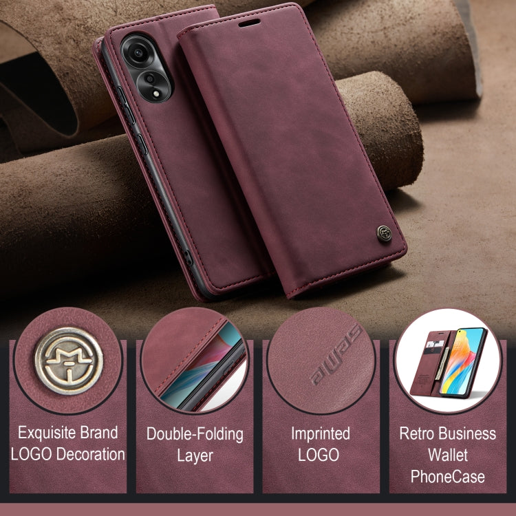 For OPPO A78 4G CaseMe 013 Multifunctional Horizontal Flip Leather Phone Case(Wine Red) - OPPO Cases by CaseMe | Online Shopping UK | buy2fix