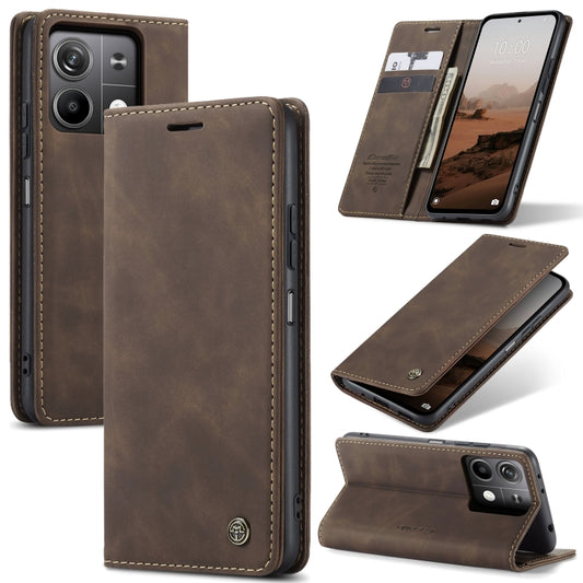 For Xiaomi Redmi Note 13 5G CaseMe 013 Multifunctional Horizontal Flip Leather Phone Case(Coffee) - Xiaomi Cases by CaseMe | Online Shopping UK | buy2fix