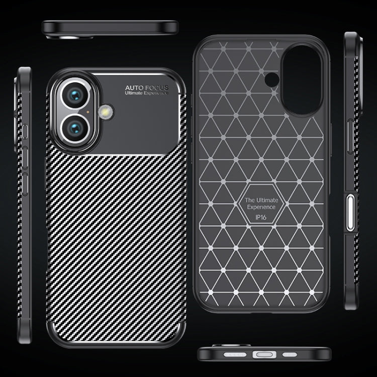 For iPhone 16 Carbon Fiber Texture Shockproof TPU Phone Case(Black) - iPhone 16 Cases by buy2fix | Online Shopping UK | buy2fix