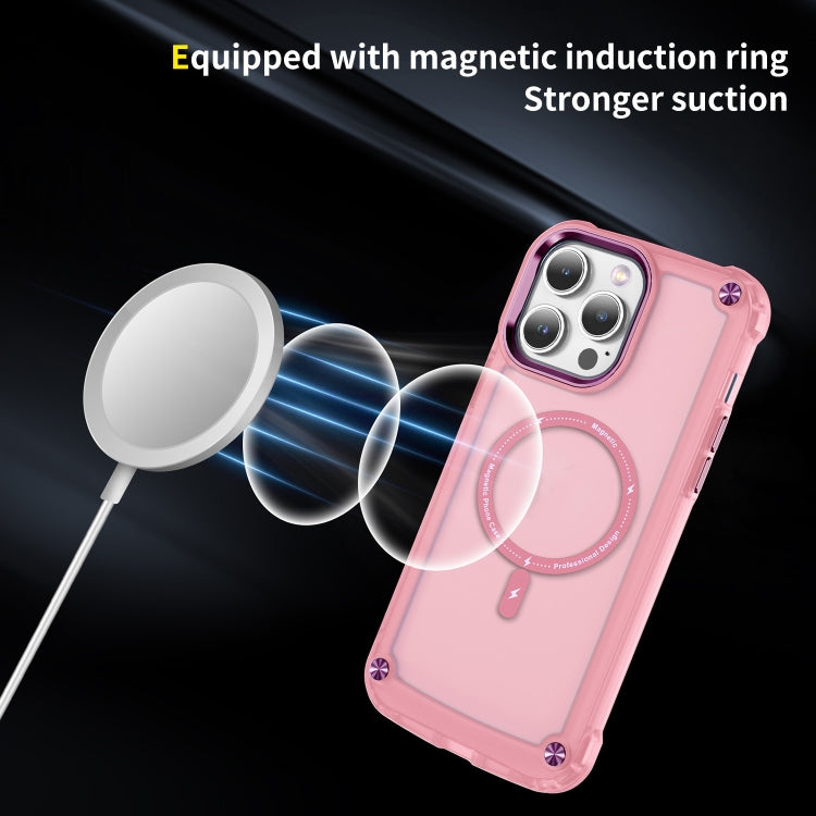 For iPhone 13 Skin Feel TPU + PC MagSafe Magnetic Phone Case(Transparent Pink) - iPhone 13 Cases by buy2fix | Online Shopping UK | buy2fix