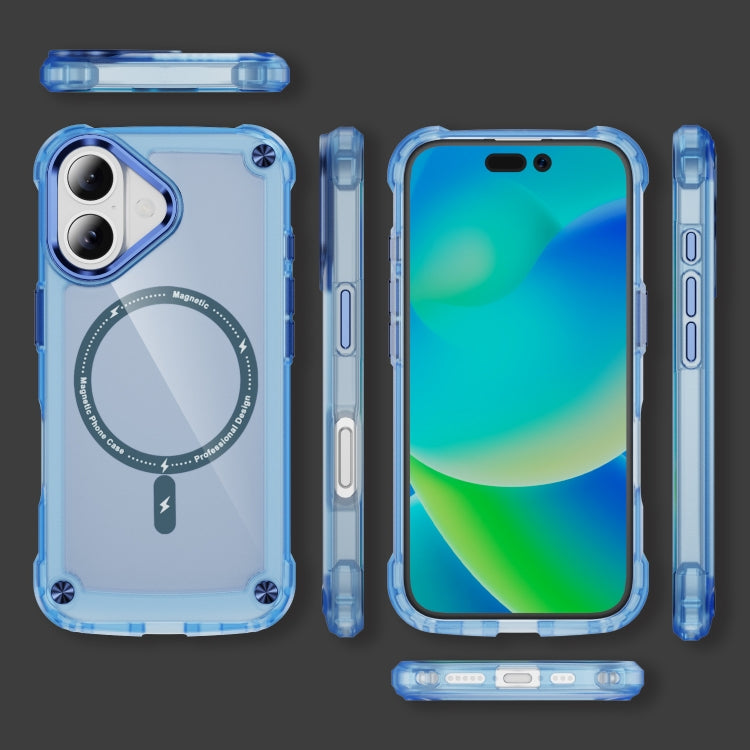 For iPhone 16 Plus Skin Feel TPU + PC MagSafe Magnetic Phone Case(Transparent Blue) - iPhone 16 Plus Cases by buy2fix | Online Shopping UK | buy2fix