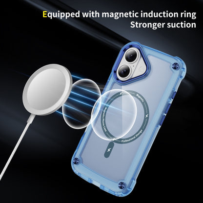 For iPhone 16 Plus Skin Feel TPU + PC MagSafe Magnetic Phone Case(Transparent Blue) - iPhone 16 Plus Cases by buy2fix | Online Shopping UK | buy2fix