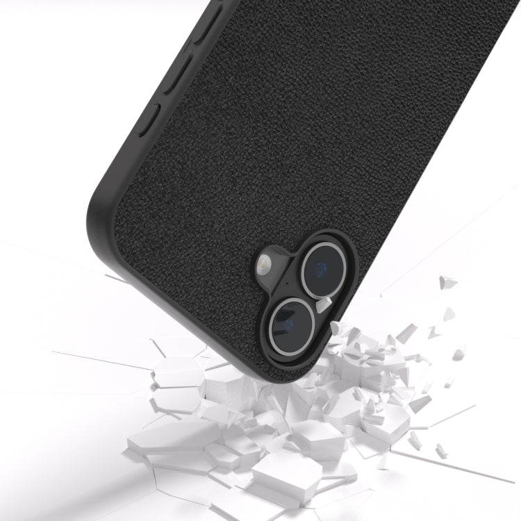 For iPhone 16 ABEEL Genuine Leather Luolai Series Phone Case(Black) - iPhone 16 Cases by buy2fix | Online Shopping UK | buy2fix