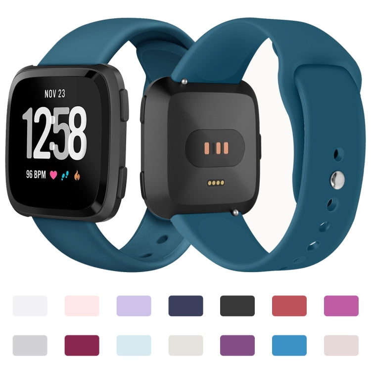 For Fitbit Versa 2 / Fitbit Versa / Fitbit Versa Lite Solid Color Silicone Watch Band, Size:L(Navy) - Watch Bands by buy2fix | Online Shopping UK | buy2fix