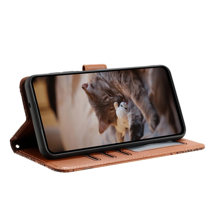 For Google Pixel 9 / 9 Pro Cat Embossing Pattern Leather Phone Case with Lanyard(Brown) - Google Cases by buy2fix | Online Shopping UK | buy2fix