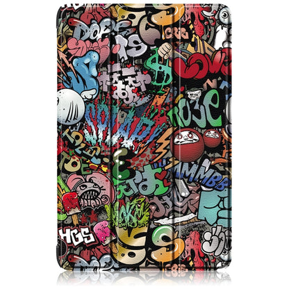 For Samsung Galaxy Tab S9+ Custer Painted 3-Fold Holder Smart Leather Tablet Case(Graffiti) - Galaxy Tab S9+ Cases by buy2fix | Online Shopping UK | buy2fix