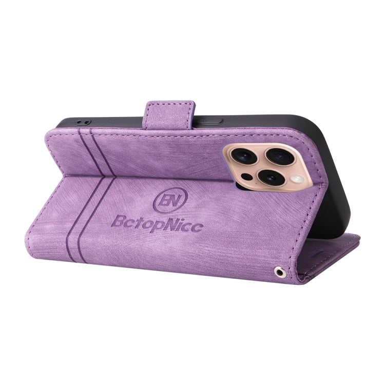 For iPhone 16 Pro BETOPNICE Dual-side Buckle Leather Phone Case(Purple) - iPhone 16 Pro Cases by BETOPNICE | Online Shopping UK | buy2fix