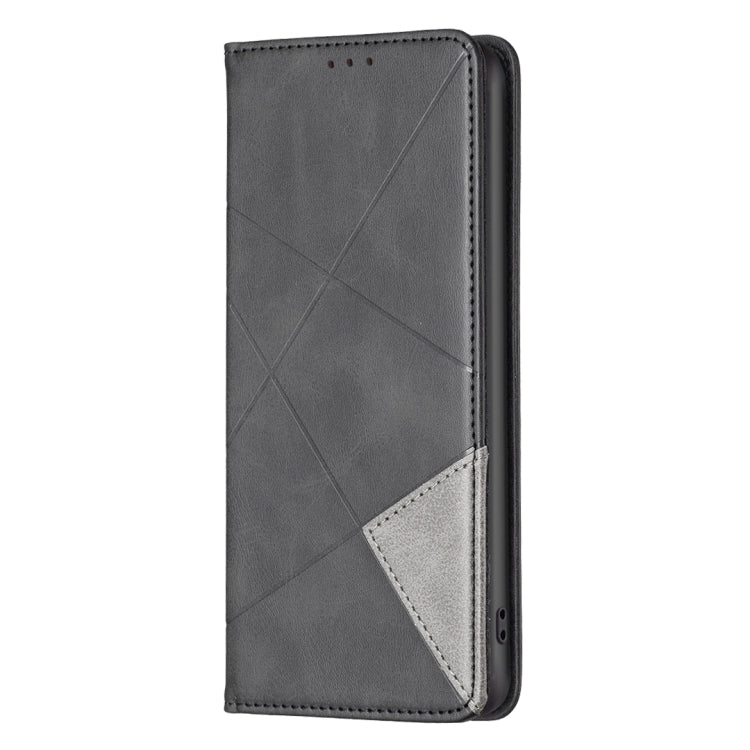 For iPhone 16 Plus Rhombus Texture Magnetic Leather Phone Case(Black) - iPhone 16 Plus Cases by buy2fix | Online Shopping UK | buy2fix