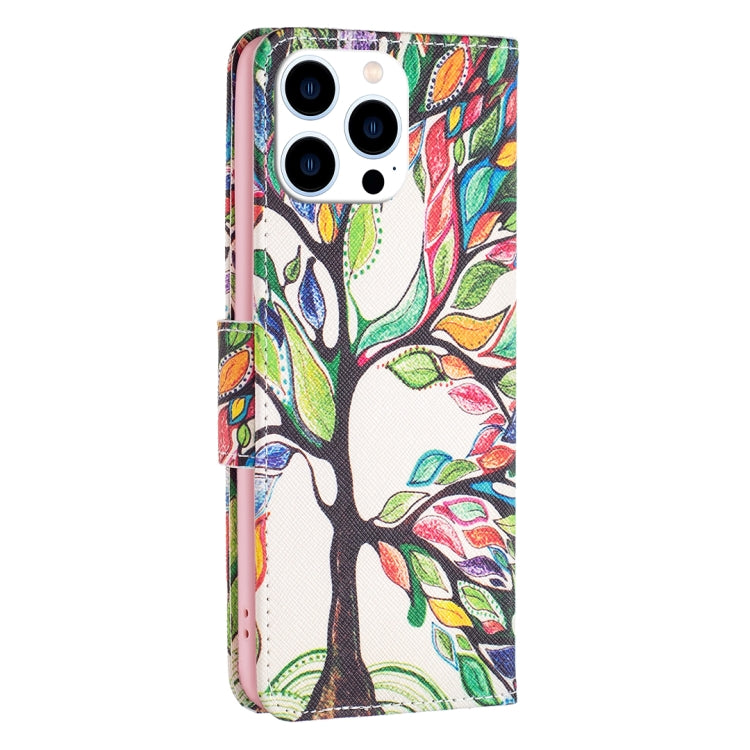 For iPhone 16 Pro Max Colored Drawing Pattern Leather Phone Case(Tree Life) - iPhone 16 Pro Max Cases by buy2fix | Online Shopping UK | buy2fix