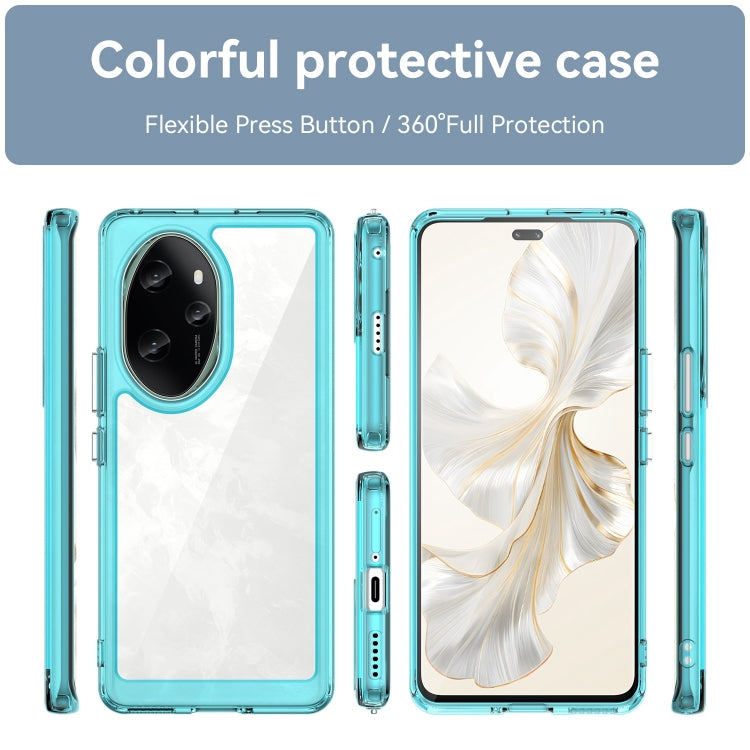 For Honor 100 Pro Colorful Series Acrylic Hybrid TPU Phone Case(Transparent Blue) - Honor Cases by buy2fix | Online Shopping UK | buy2fix