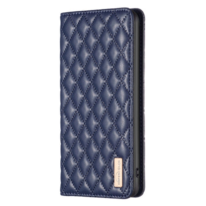 For iPhone 16 Diamond Lattice Magnetic Leather Flip Phone Case(Blue) - iPhone 16 Cases by buy2fix | Online Shopping UK | buy2fix