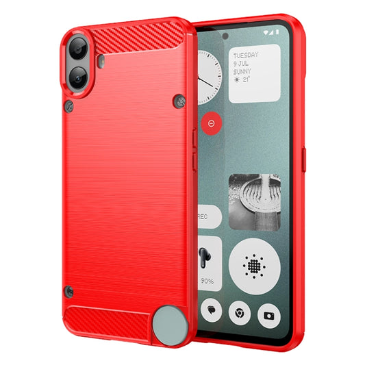 For Nothing CMF Phone 1 Brushed Texture Carbon Fiber TPU Phone Case(Red) - More Brand by buy2fix | Online Shopping UK | buy2fix