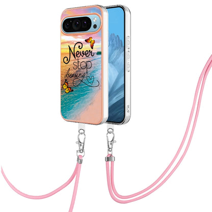 For Google Pixel 9 / 9 Pro Electroplating IMD TPU Phone Case with Lanyard(Dream Butterfly) - Google Cases by buy2fix | Online Shopping UK | buy2fix