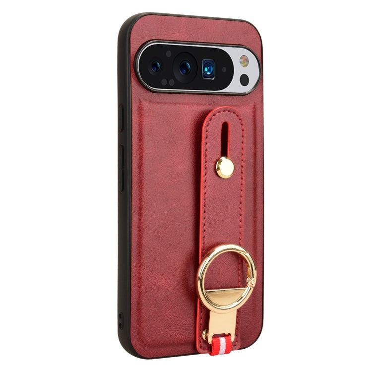 For Google Pixel 9 Pro XL Wristband Leather Back Phone Case(Red) - Google Cases by buy2fix | Online Shopping UK | buy2fix