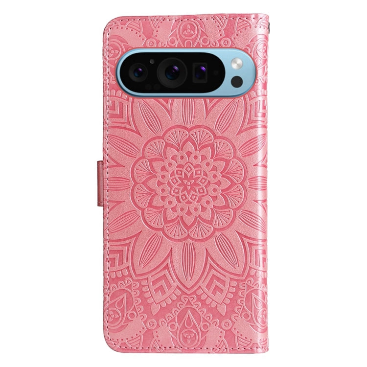 For Google Pixel 9 Embossed Sunflower Leather Phone Case(Rose Gold) - Google Cases by buy2fix | Online Shopping UK | buy2fix