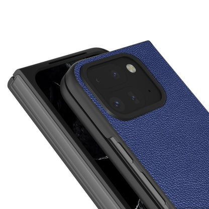 For Google Pixel 9 Pro Fold ABEEL Black Edge Genuine Leather Mino Phone Case(Royal Blue) - Google Cases by buy2fix | Online Shopping UK | buy2fix