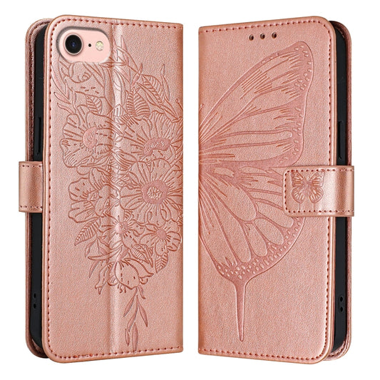 For iPhone SE 2024 Embossed Butterfly Leather Phone Case(Rose Gold) - More iPhone Cases by buy2fix | Online Shopping UK | buy2fix