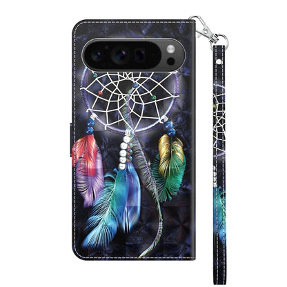 For Google Pixel 9 3D Painted Pattern Leather Phone Case(Colorful Dreamcatcher) - Google Cases by buy2fix | Online Shopping UK | buy2fix