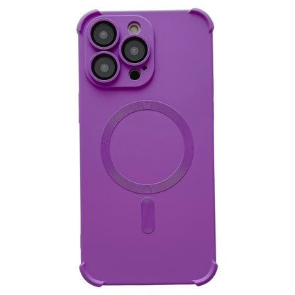 For iPhone 12 Pro Max Four-corner Shockproof Skin Feel MagSafe Magnetic Phone Case(Purple) - iPhone 12 Pro Max Cases by buy2fix | Online Shopping UK | buy2fix