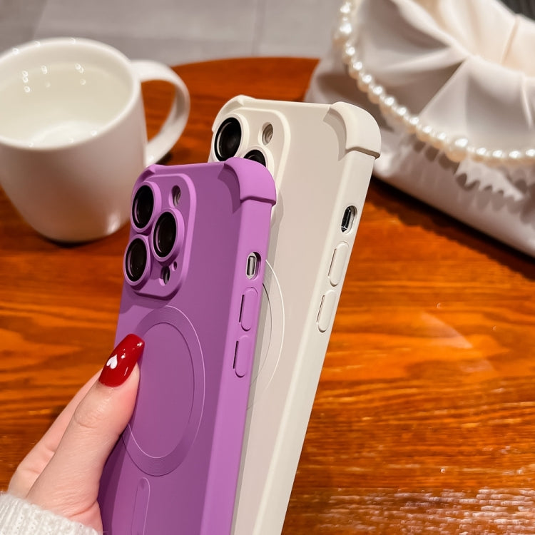 For iPhone 16 Plus Four Corner Shockproof Skin Feel MagSafe Magnetic Phone Case(Purple) - iPhone 16 Plus Cases by buy2fix | Online Shopping UK | buy2fix