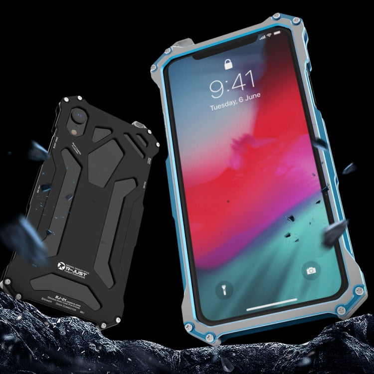 For iPhone X R-JUST Shockproof Armor Metal Protective Case(Black) - More iPhone Cases by R-JUST | Online Shopping UK | buy2fix