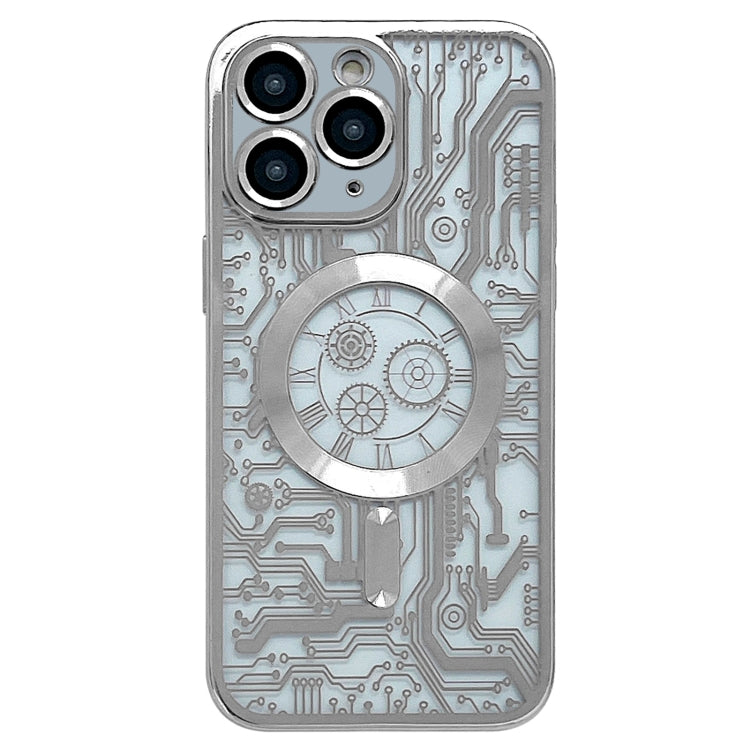 For iPhone 11 Pro Max Electroplated Circuit Board Pattern MagSafe Phone Case(Silver) - iPhone 11 Pro Max Cases by buy2fix | Online Shopping UK | buy2fix