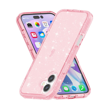 For iPhone 16 Plus Shockproof Terminator Glitter Powder Phone Case(Pink) - iPhone 16 Plus Cases by buy2fix | Online Shopping UK | buy2fix