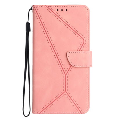 For OnePlus 12 5G Global Stitching Embossed Leather Phone Case(Pink) - OnePlus Cases by buy2fix | Online Shopping UK | buy2fix