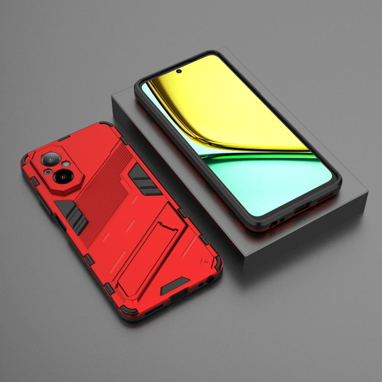 For Realme C67 4G Global Punk Armor 2 in 1 PC + TPU Phone Case with Holder(Red) - Realme Cases by buy2fix | Online Shopping UK | buy2fix