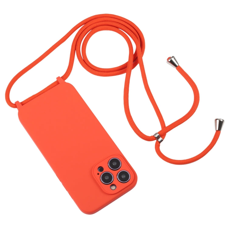 For iPhone 16 Plus Crossbody Lanyard Liquid Silicone Case(Orange) - iPhone 16 Plus Cases by buy2fix | Online Shopping UK | buy2fix