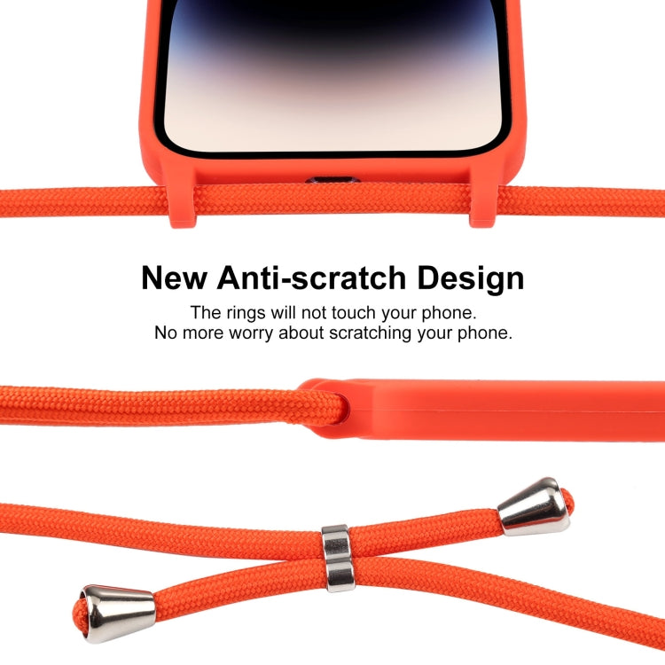 For iPhone 16 Plus Crossbody Lanyard Liquid Silicone Case(Orange) - iPhone 16 Plus Cases by buy2fix | Online Shopping UK | buy2fix