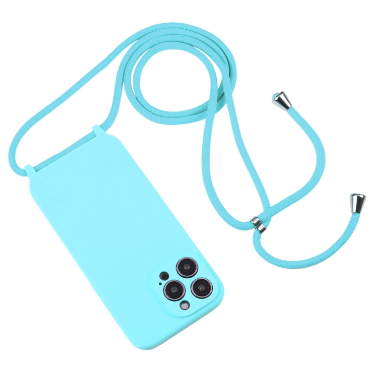 For iPhone 16 Plus Crossbody Lanyard Liquid Silicone Case(Ice Blue) - iPhone 16 Plus Cases by buy2fix | Online Shopping UK | buy2fix