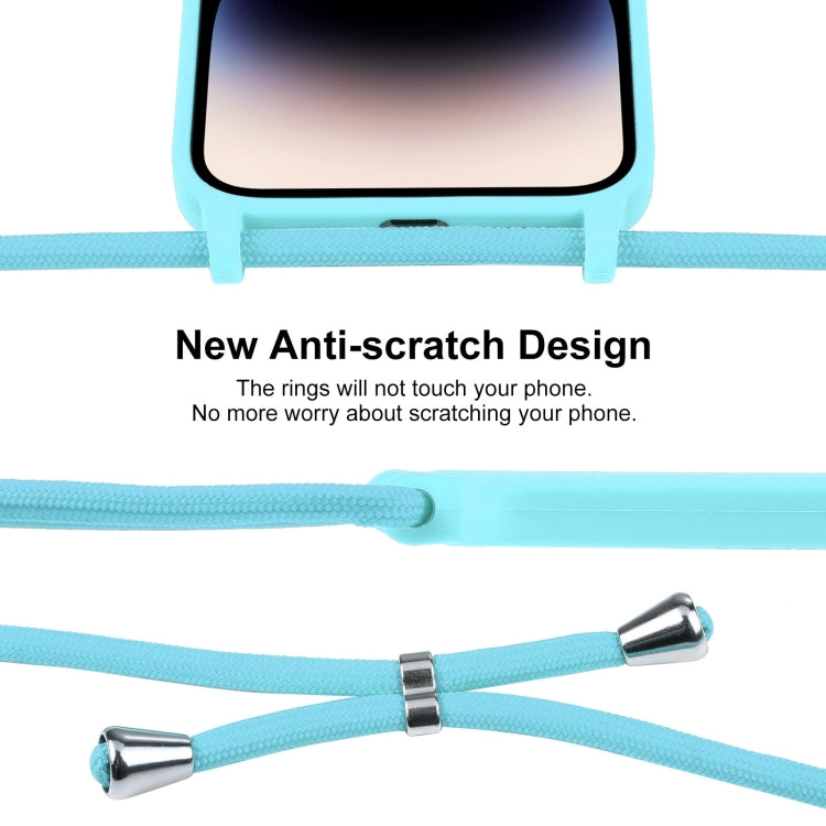 For iPhone 16 Plus Crossbody Lanyard Liquid Silicone Case(Ice Blue) - iPhone 16 Plus Cases by buy2fix | Online Shopping UK | buy2fix