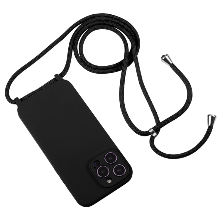 For iPhone 16 Pro Max Crossbody Lanyard Liquid Silicone Case(Black) - iPhone 16 Pro Max Cases by buy2fix | Online Shopping UK | buy2fix