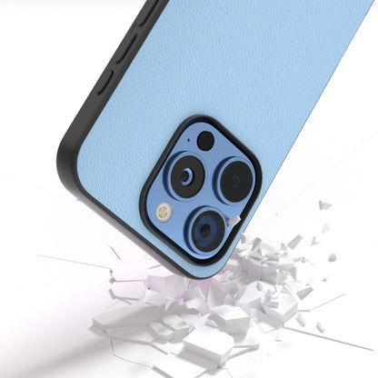 For iPhone 16 Pro ABEEL Genuine Leather Wave Black Edge Phone Case(Blue) - iPhone 16 Pro Cases by buy2fix | Online Shopping UK | buy2fix