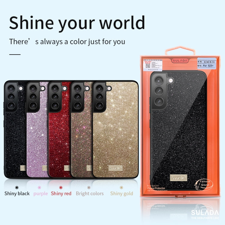 For Samsung Galaxy S24 Ultra 5G SULADA Glittery TPU + Handmade Leather Phone Case(Black) - Galaxy S24 Ultra 5G Cases by SULADA | Online Shopping UK | buy2fix