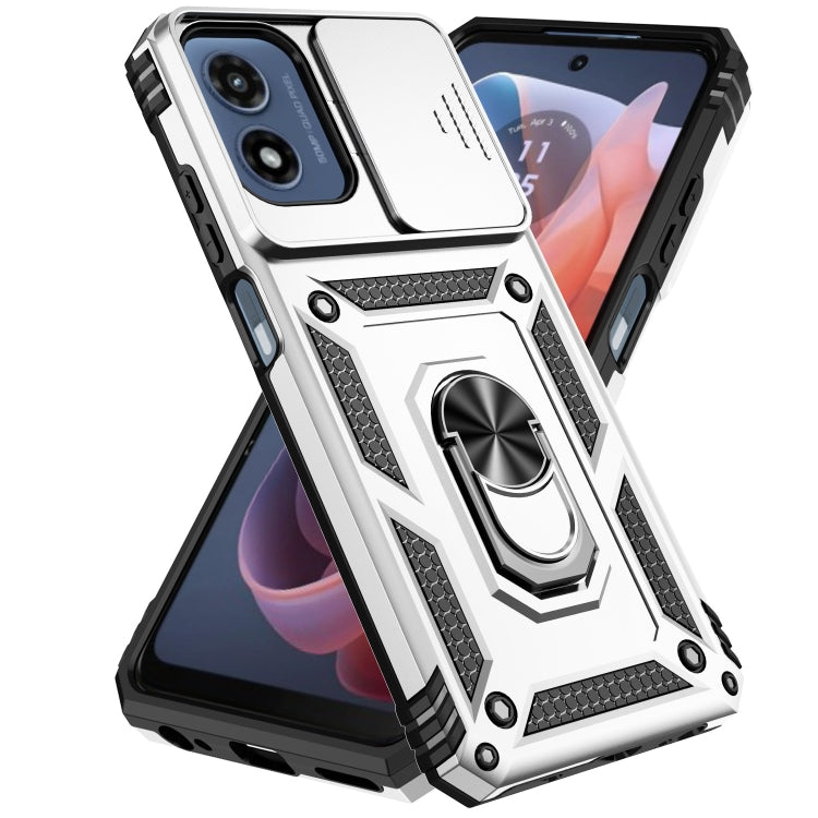 For Motorola Moto G Play 5G 2024 Sliding Camshield Holder Phone Case(Silver) - Motorola Cases by buy2fix | Online Shopping UK | buy2fix