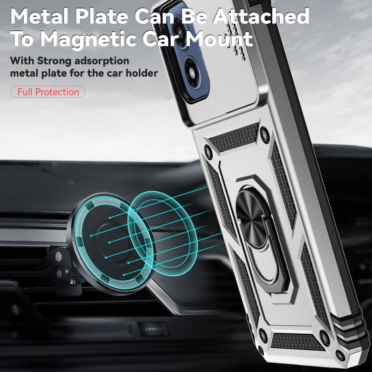 For Motorola Moto G Play 5G 2024 Sliding Camshield Holder Phone Case(Silver) - Motorola Cases by buy2fix | Online Shopping UK | buy2fix